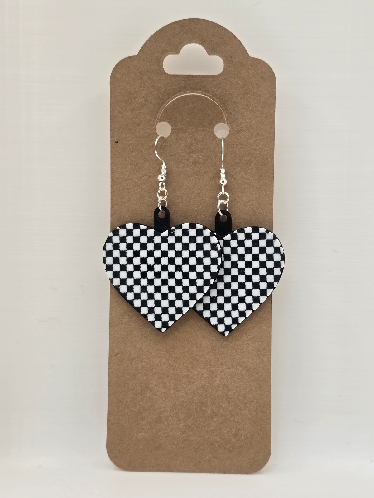 CHECKER HEART EARRINGS