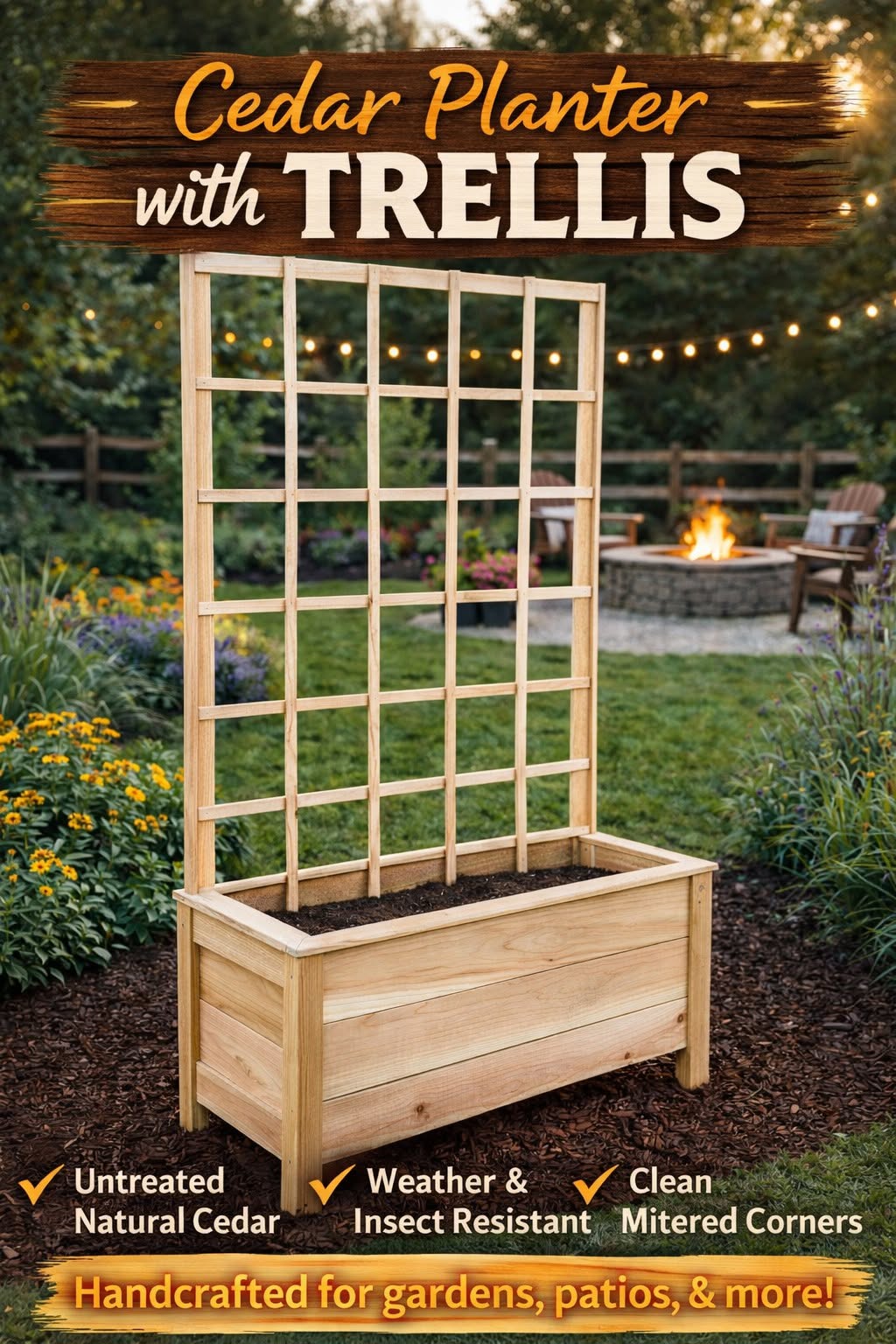 Cedar Planter with Trellis