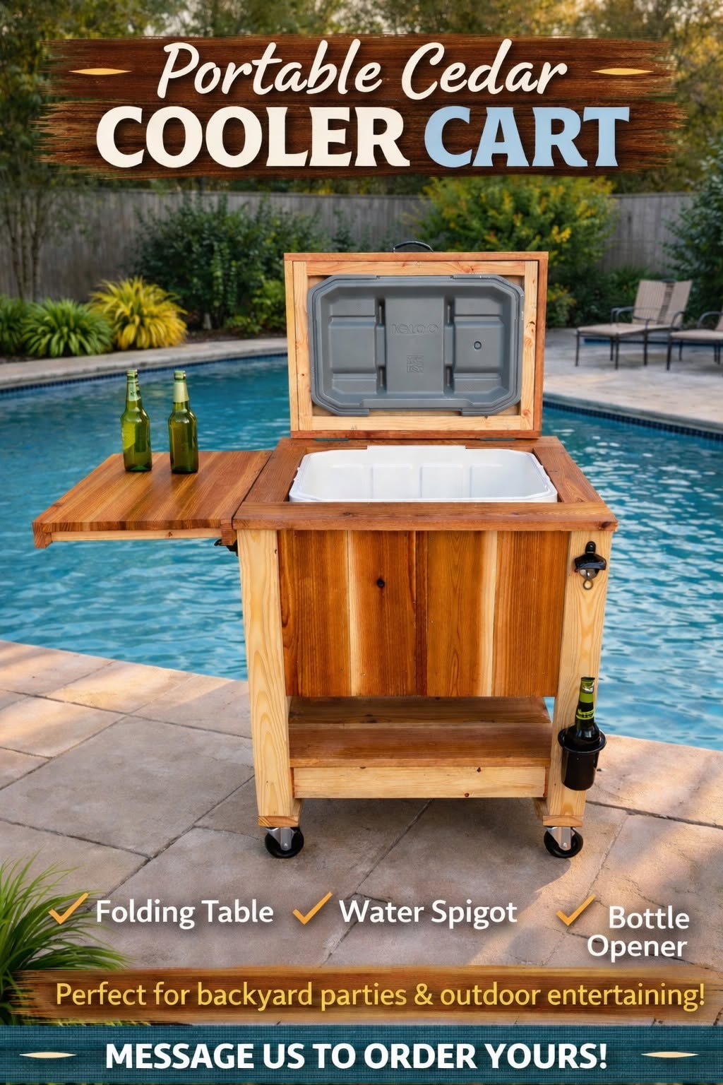 Portable Cedar Cooler Cart